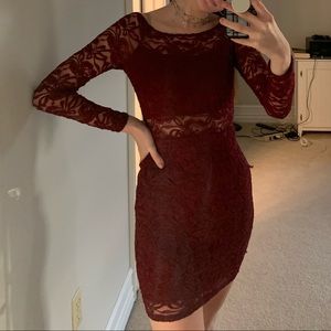 red lace bodycon dress